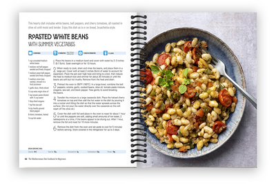 Inside page of The Mediterranean Diet Cookbook for Beginners (Roasted White Beans)