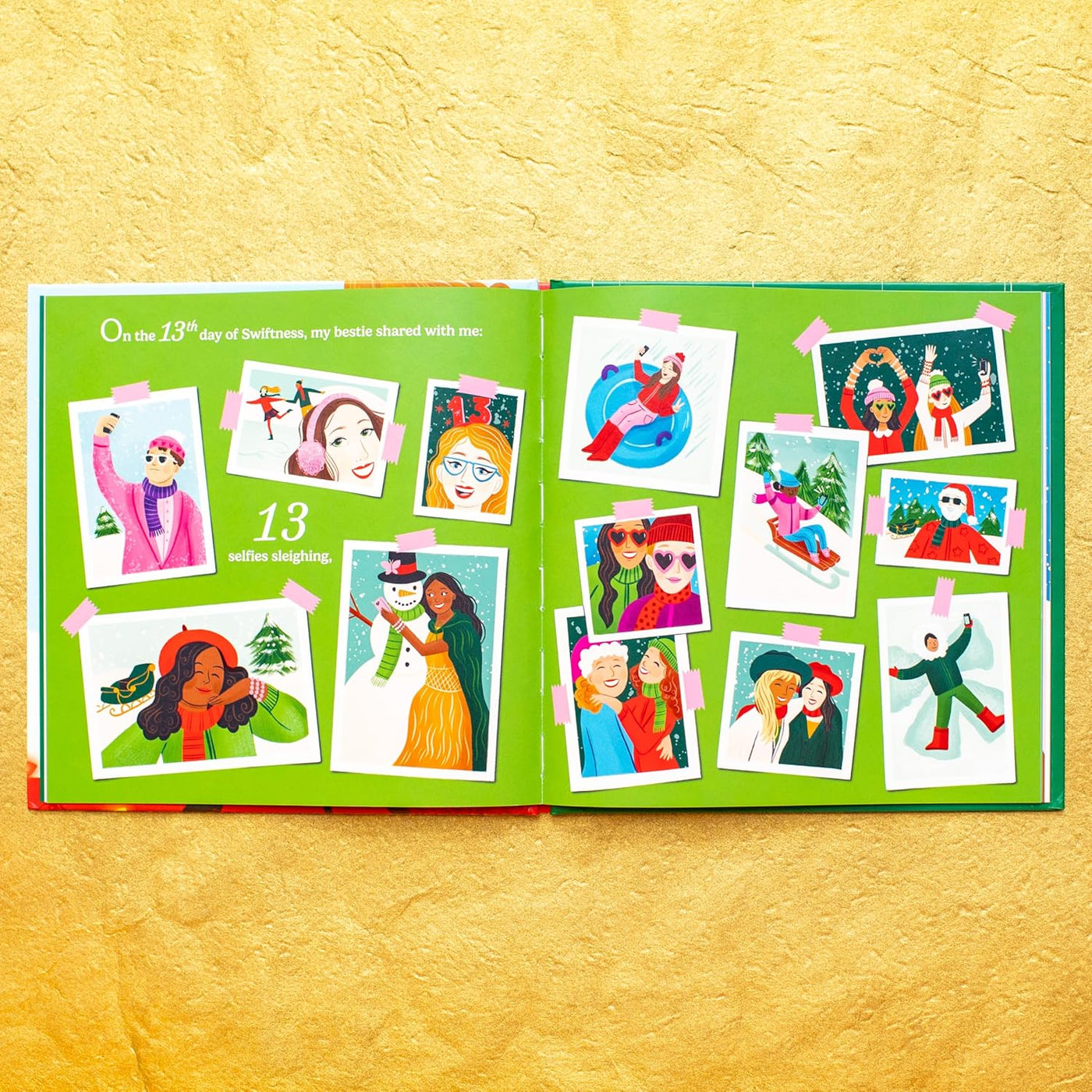 Inside page (13 selfies sleighing)