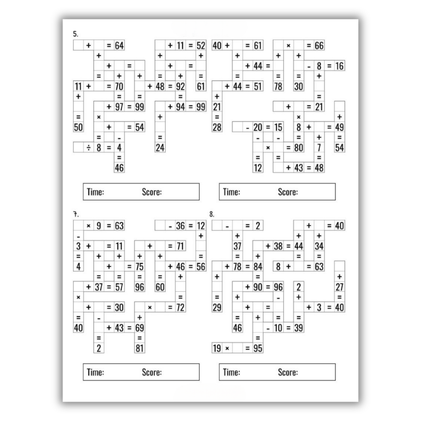 Inside of 300 Math CrossWord Puzzles