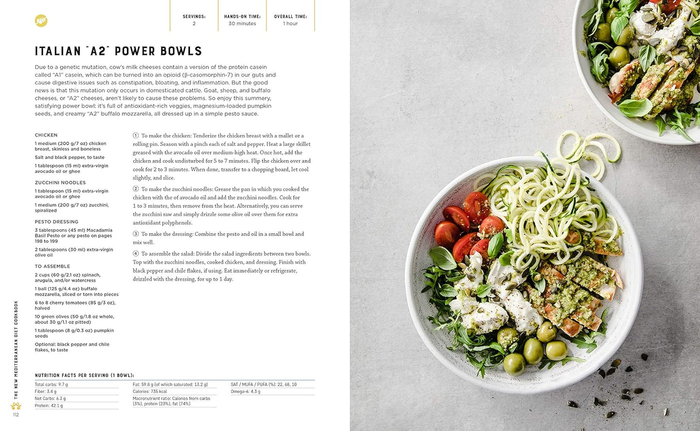 The New Mediterranean Diet Cookbook: The Optimal Keto-Friendly Diet that Burns Fat, Promotes Longevity, and Prevents Chronic Disease (Spiral Bound)