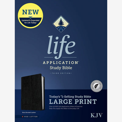 KJV Life Application Study Bible, Third Edition, Large Print (Bonded Leather, Black, Indexed, Red Letter) front cover