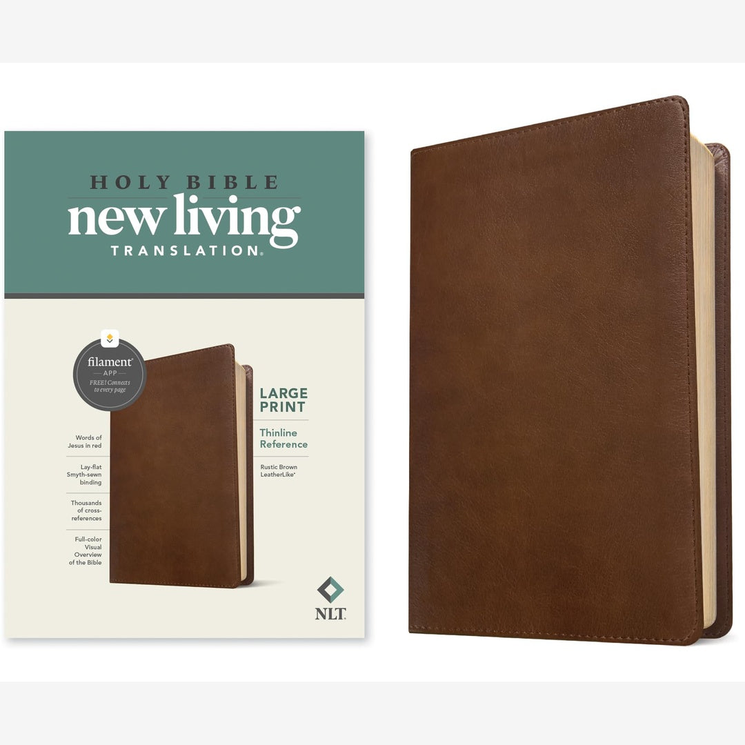 NLT Large Print Thinline Reference Bible, Filament Enabled (LeatherLike, Rustic Brown, Red Letter): Includes Free Access to the Filament Bible App ... Notes, Devotionals, Worship Music, and Video front cover