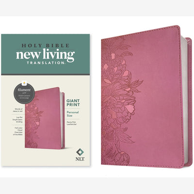 NLT Personal Size Giant Print Bible, Filament Enabled (LeatherLike, Peony Pink, Red Letter): Includes Free Access to the Filament Bible App Delivering ... Notes, Devotionals, Worship Music, and Video front cover