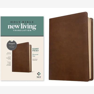 NLT Personal Size Giant Print Bible, Filament Enabled (LeatherLike, Rustic Brown, Red Letter): Includes Free Access to the Filament Bible App ... Notes, Devotionals, Worship Music, and Video front cover