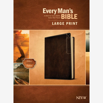Every Man’s Bible NIV, Large Print, Deluxe Explorer Edition (LeatherLike, Rustic Brown) front cover