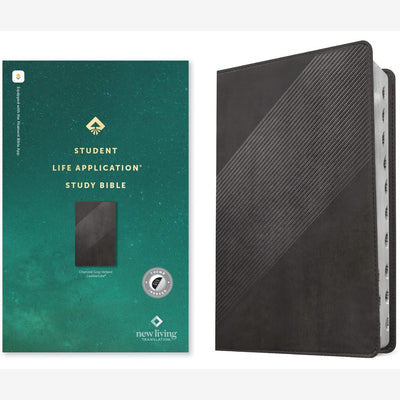 NLT Student Life Application Study Bible, Filament Enabled (LeatherLike, Charcoal Gray Striped, Indexed, Red Letter) front cover