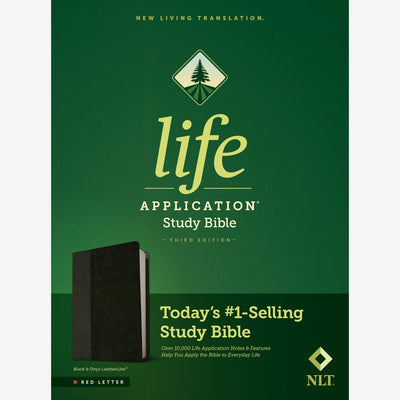 NLT Life Application Study Bible, Third Edition (LeatherLike, Black/Onyx, Red Letter) front cover