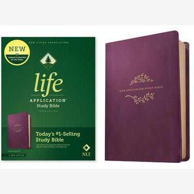 NLT Life Application Study Bible, Third Edition (LeatherLike, Purple, Red Letter) front cover