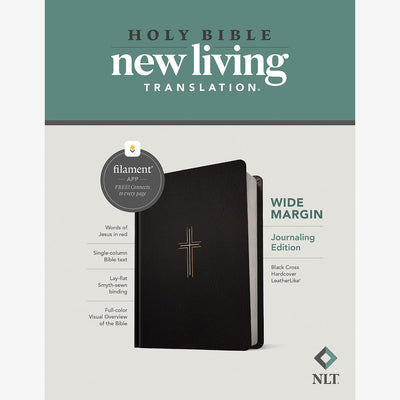 NLT Wide Margin Bible, Filament Enabled (Hardcover LeatherLike, Black Cross, Red Letter) front cover