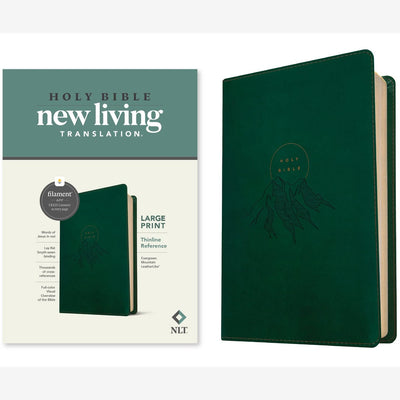 NLT Large Print Thinline Reference Bible, Filament Enabled (LeatherLike, Evergreen Mountain , Red Letter) front cover