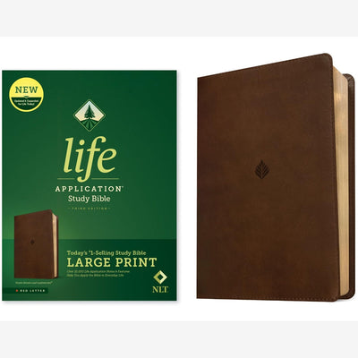 NLT Life Application Study Bible, Third Edition, Large Print (LeatherLike, Rustic Brown Leaf, Red Letter) front cover