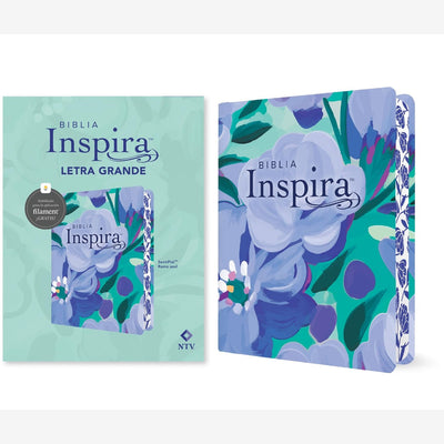 Biblia Inspira NTV, letra grande con Filament (SentiPiel, Ramo azul) (Spanish Edition) front cover