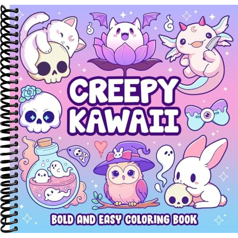 Creepy Kawaii Bold And Easy Coloring Book: Cute and Spooky Pastel Goth ...