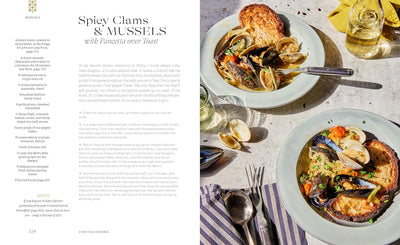 Spicy Clams & Mussels with Pancetta over Toast