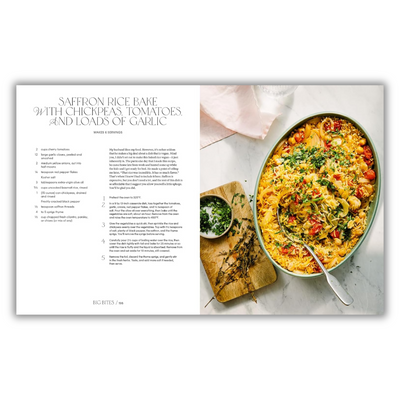 Page 196: Saffron Rice Bake with Chickpeas Tomatoes and Loads of Garlic