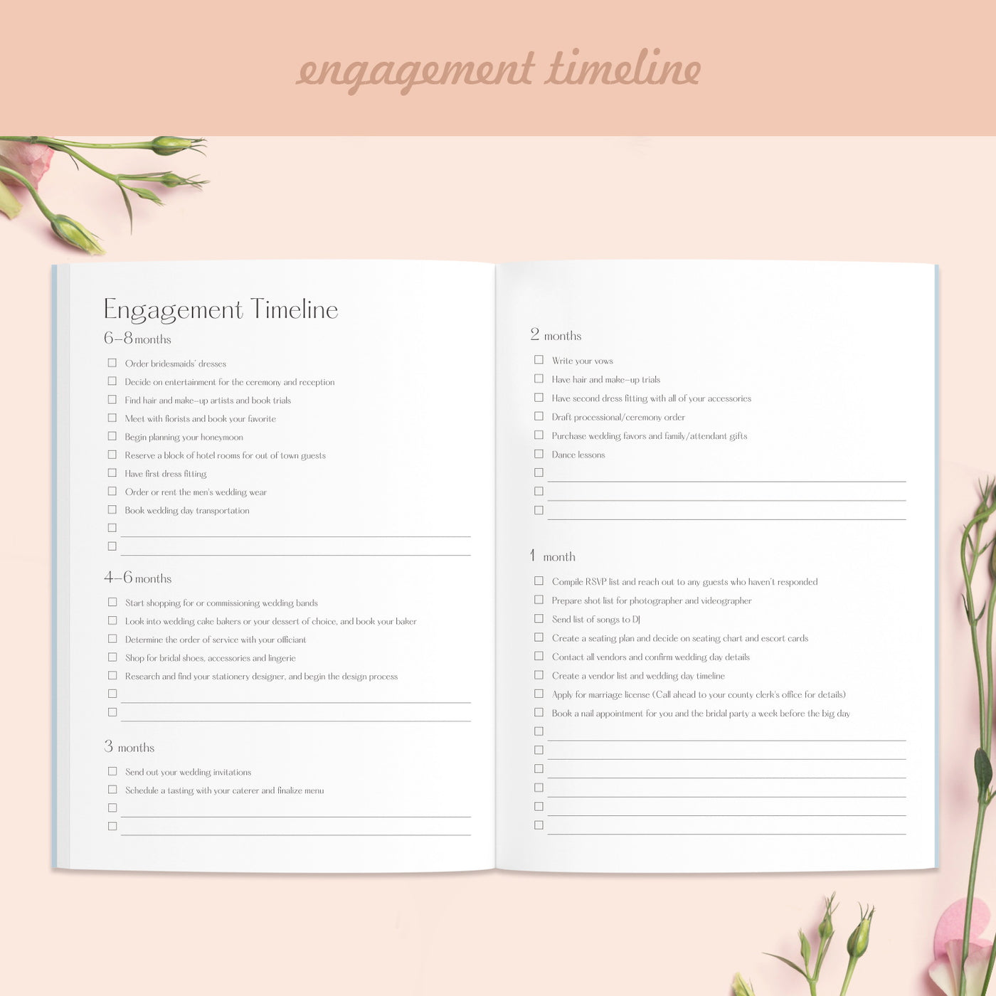 Inside Image of Wedding Planner (Engagement Timeline)