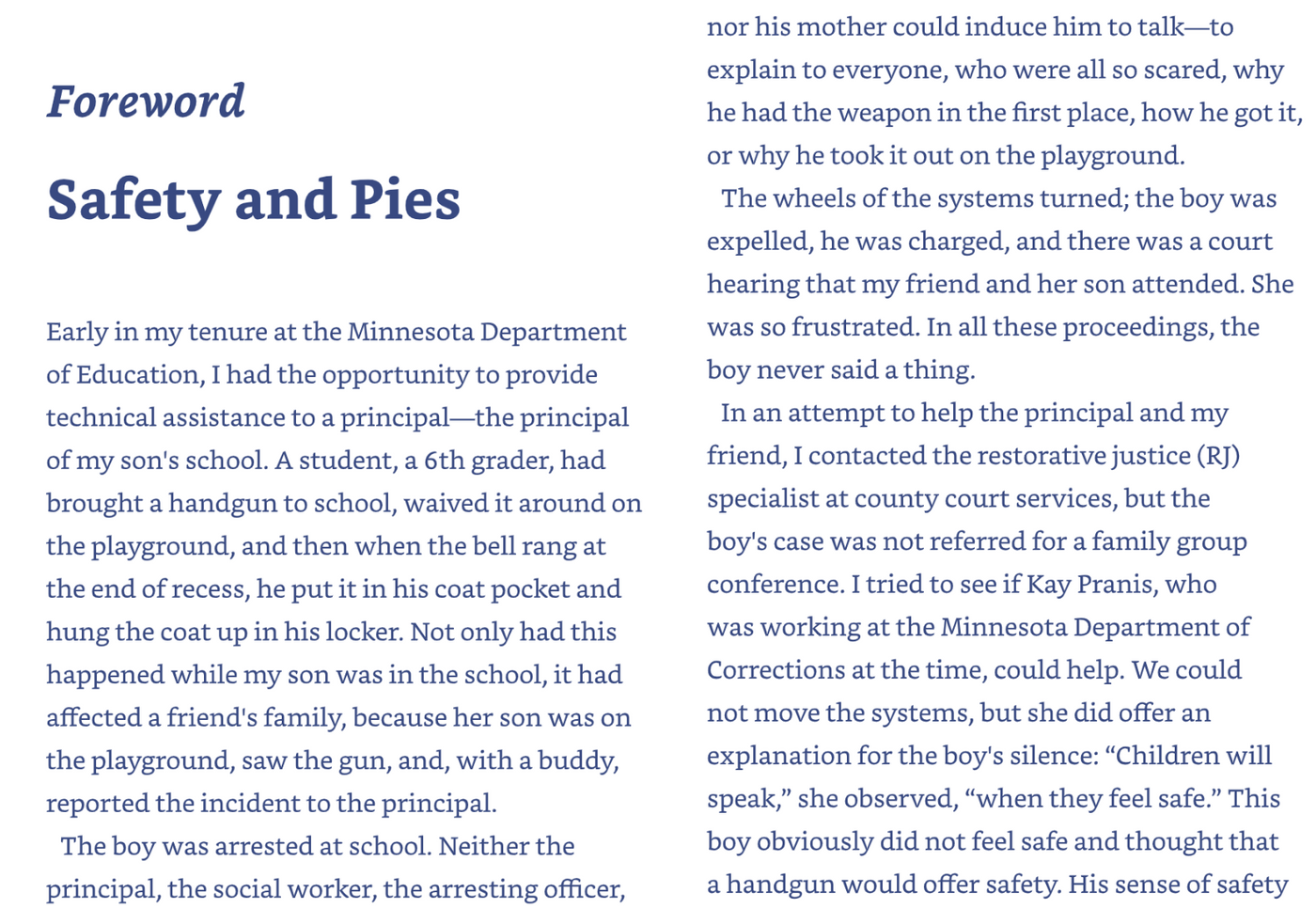 Foreword: Safety and Pies