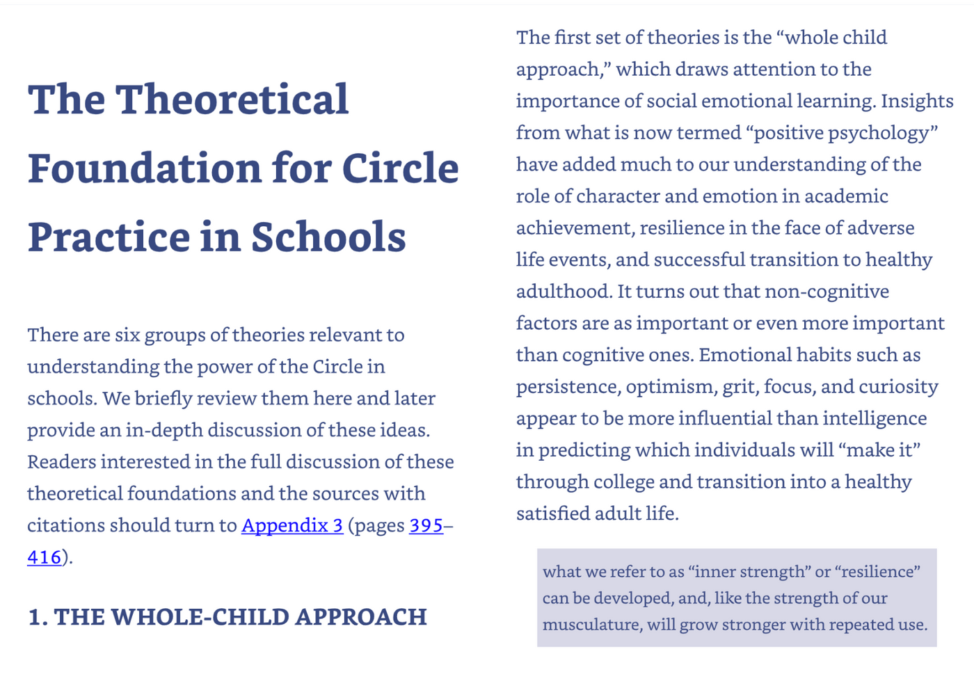 The Theoretical Foundation for Circle Practice in Schools