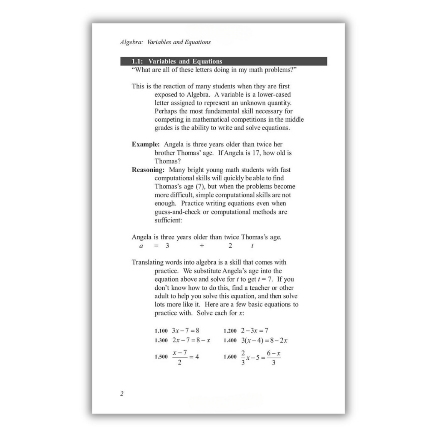 Page 2: Variables and Equations