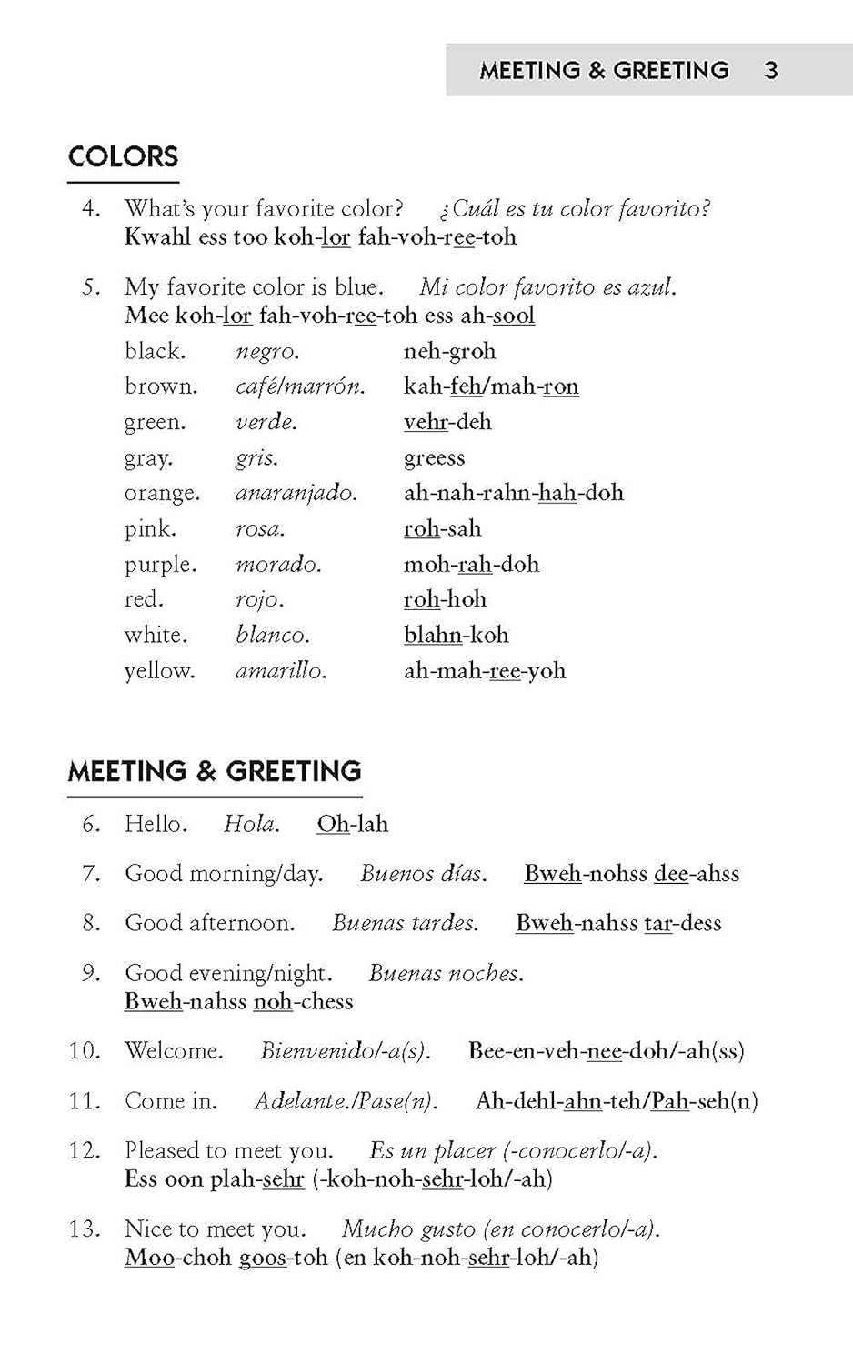 Colors & Meeting and Greeting