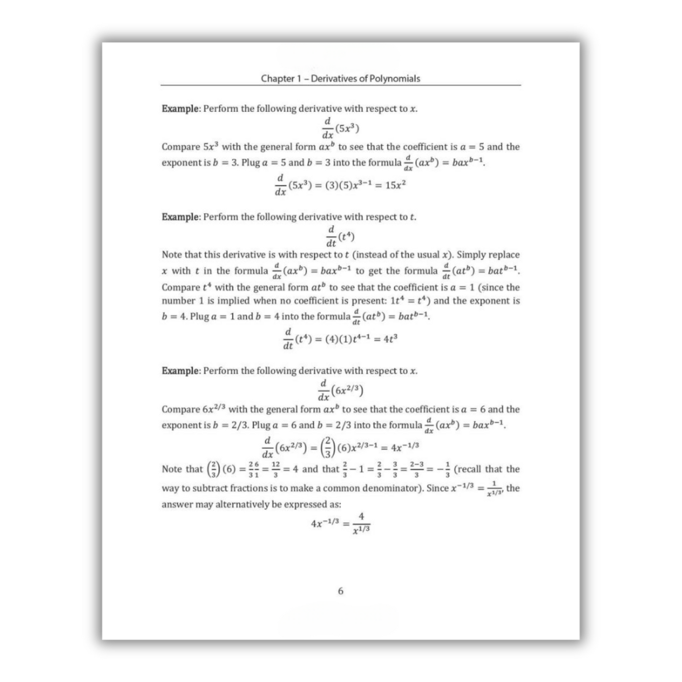 Page 6: Chapter 1 - Derivatives of Polynomials