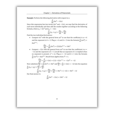 Page 8: Examples on Derivatives of Polynomials