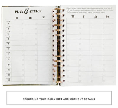 Inside Image of Exercise Food Planner (Where you record daily diet and workout details)