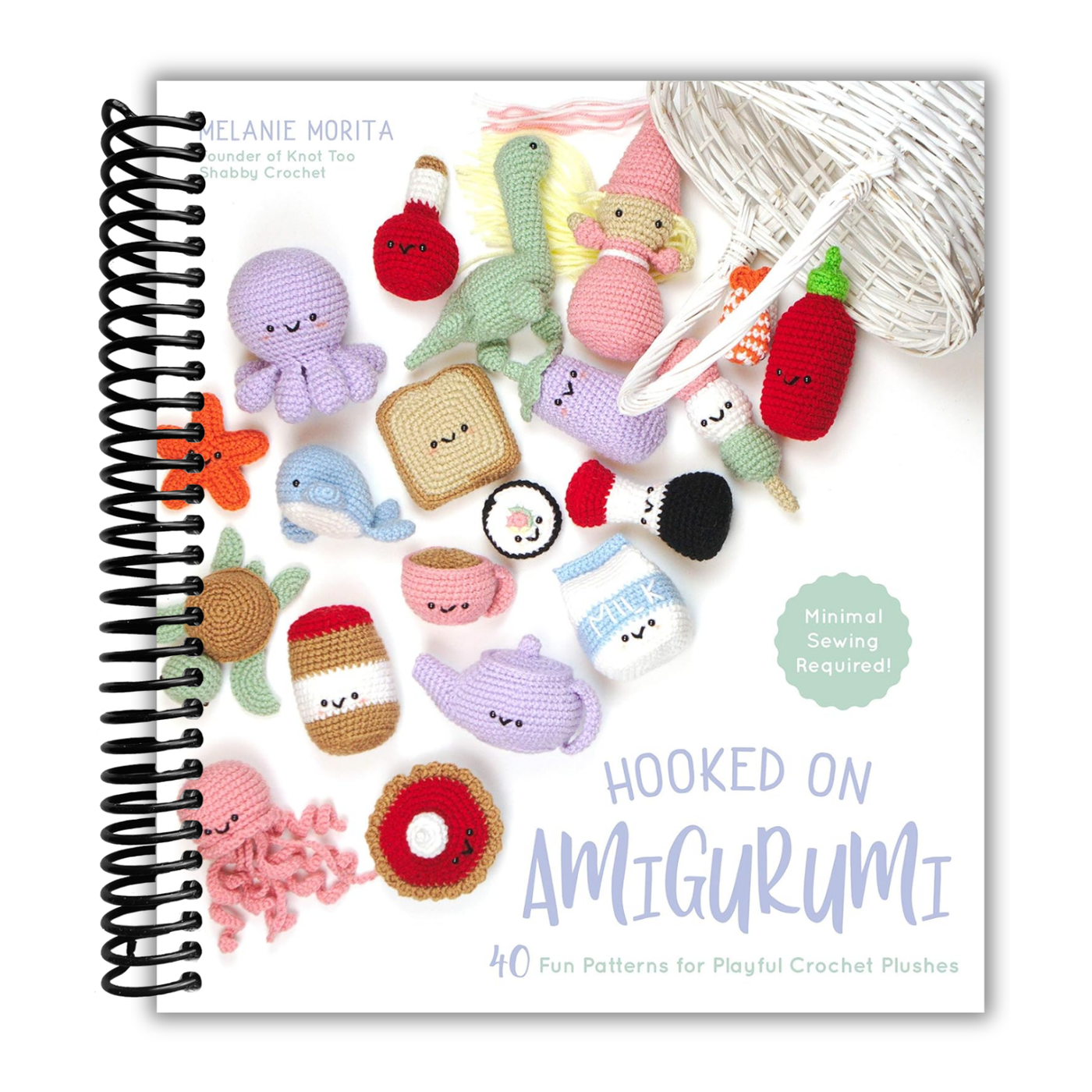 Book titled 'Hooked on Amigurumi' with colorful amigurumi toys on a white background
