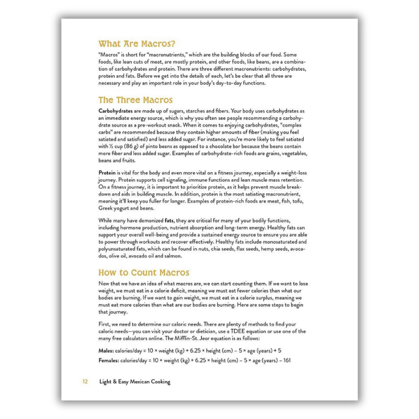 page inside Light & Easy Mexican Cooking: Track Your Macros and Lose Weight the Simple Way with 60+ Delicious, Low-Calorie Meals (Spiral Bound)