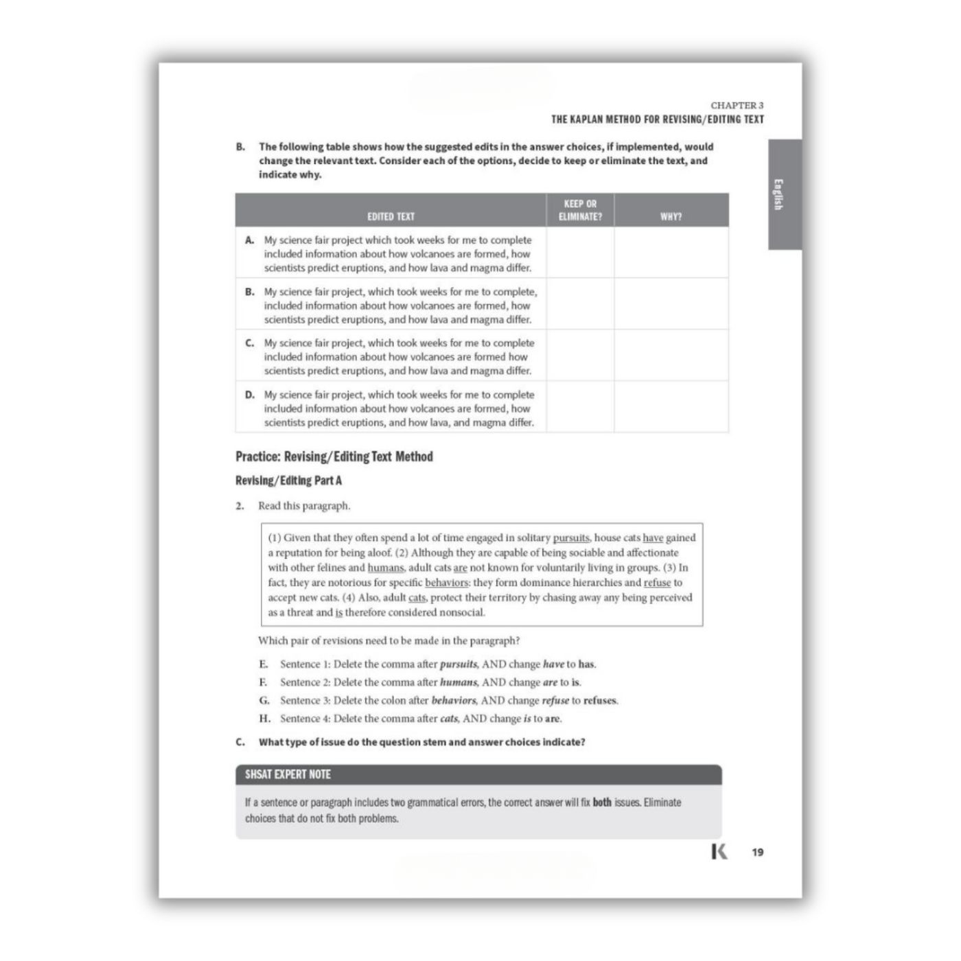 Page 19: Practice (Revising/Editing Text Method)