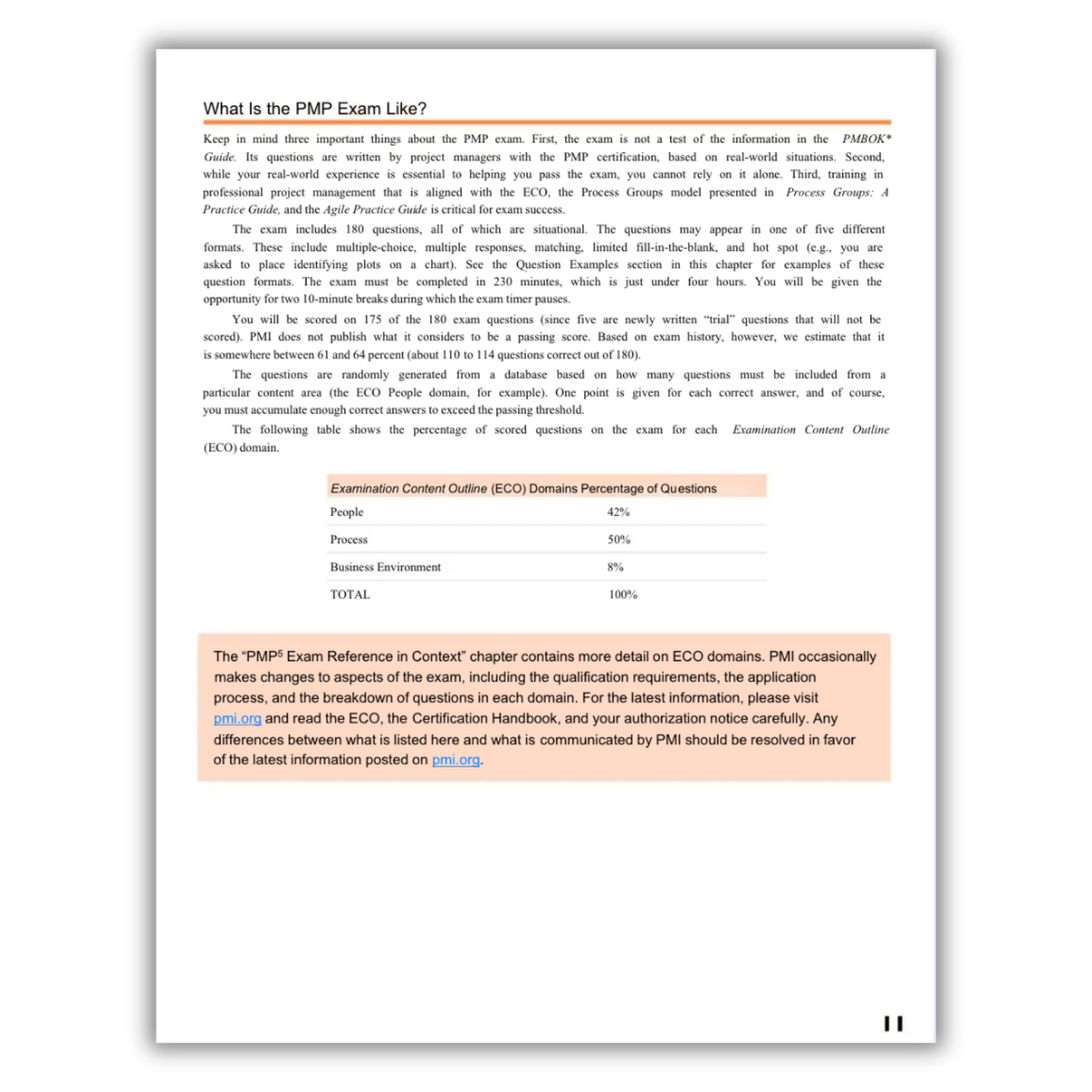 Page 11: What is the PMP Exam Like?