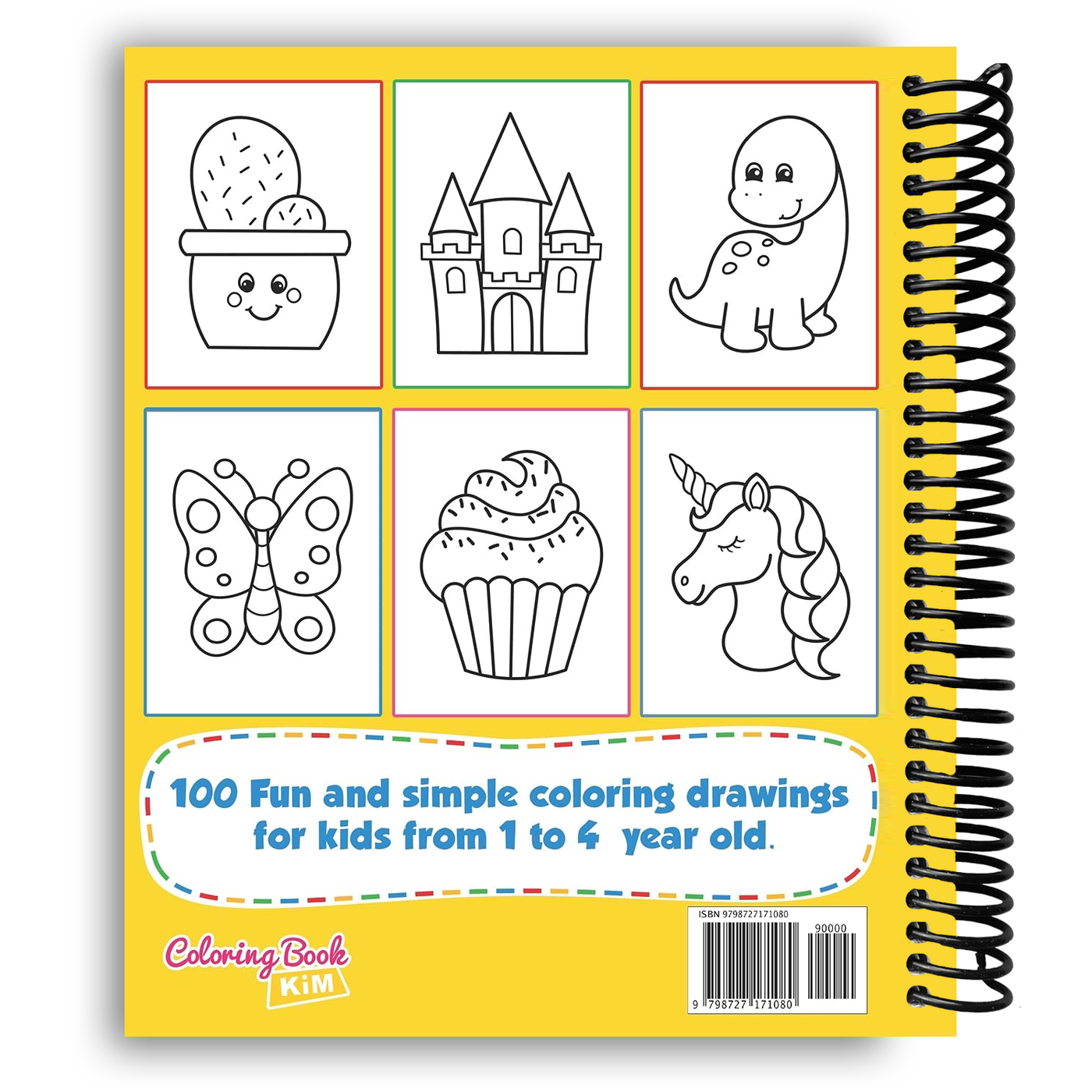Simple & Big Coloring Book for Toddler: 100 Easy And Fun Coloring Pages For Kids, Preschool and Kindergarten (Spiral Bound)