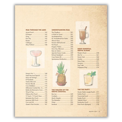 Contents of Smuggler's Cove: Exotic Cocktails, Rum, and the Cult of Tiki (Spiral Bound)