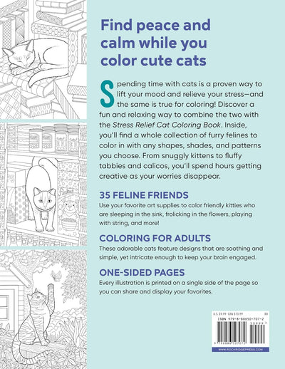 Back Cover of Stress Relief Cat Coloring Book