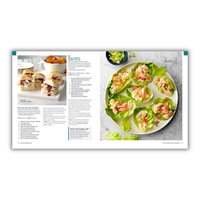 Pages 14 to 15: Festive Holiday Sliders & Aunt Karen's Shrimp Salad