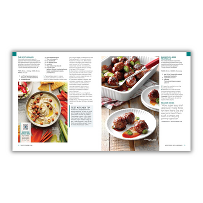 Pages 22 to 23: The Best Hummus & Barbecue & Beer Meatballs