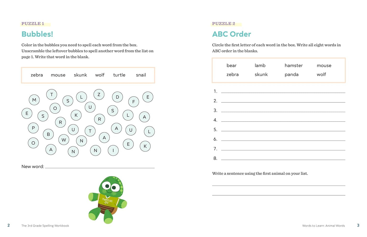 Puzzles 1 and 2: Bubbles! and ABC Order