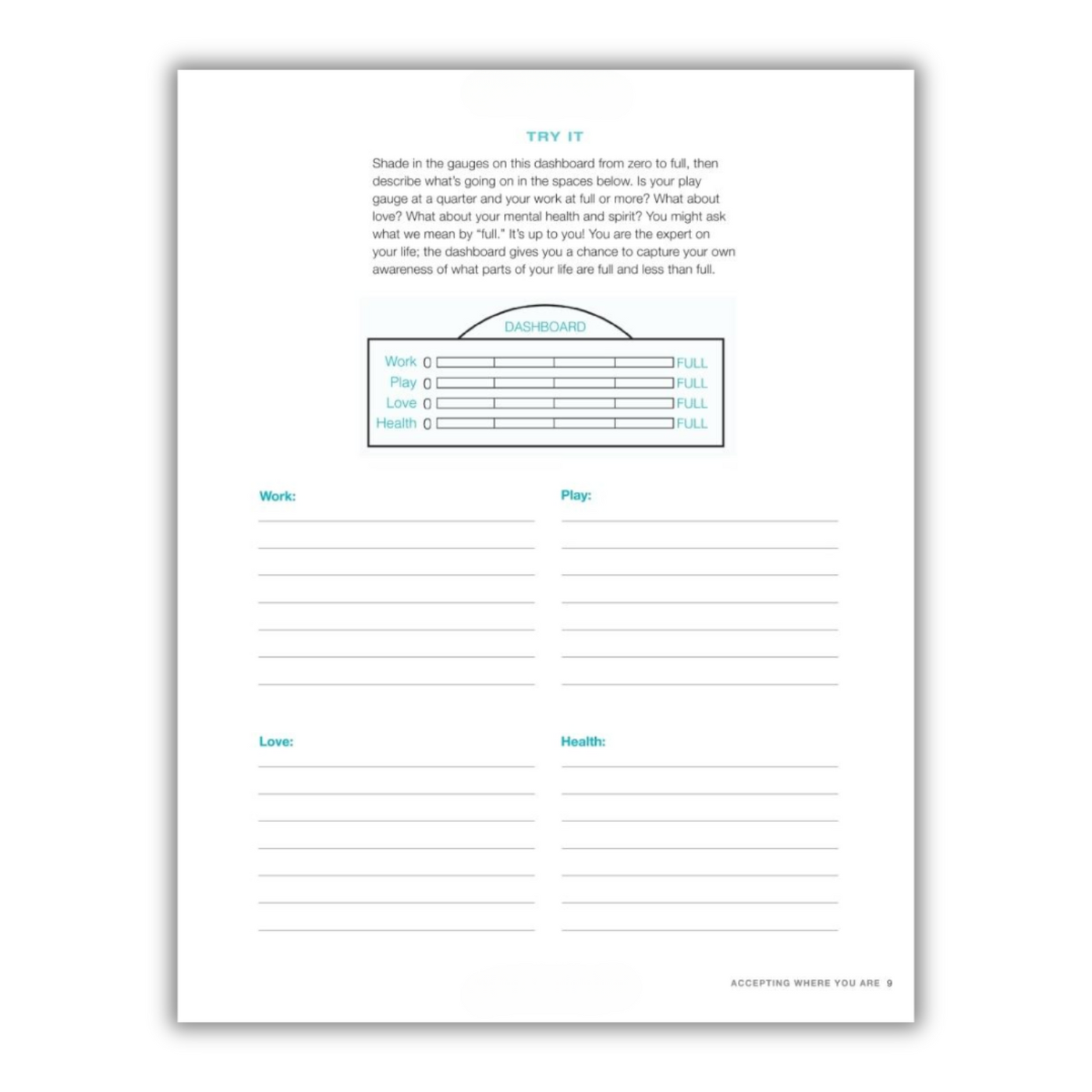 inside page of The Designing Your Life Workbook