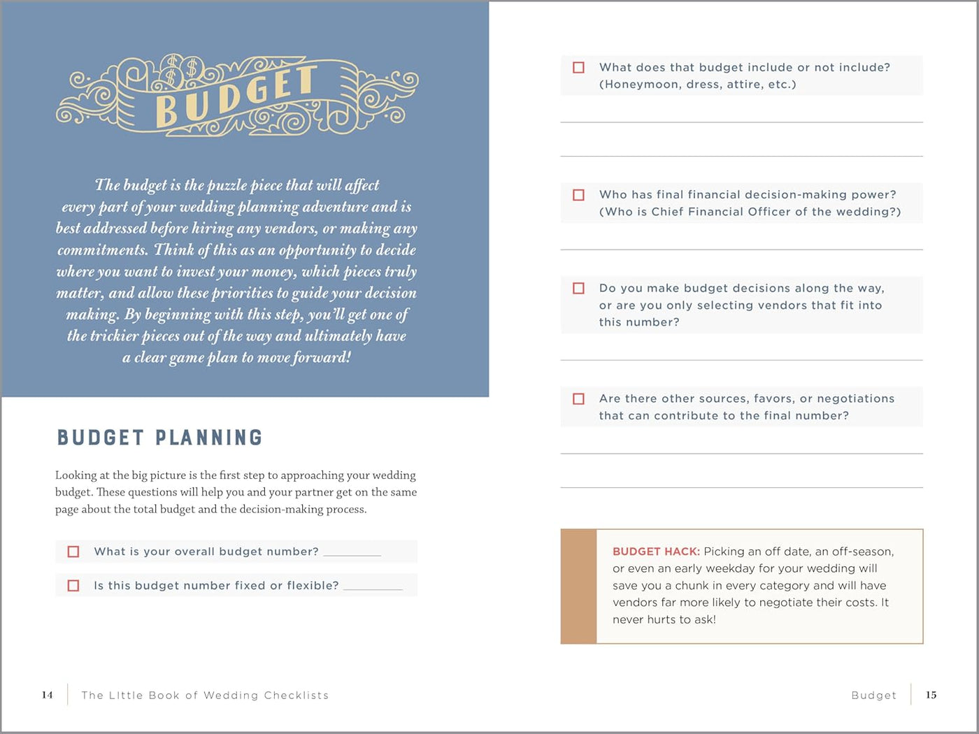 Page 14 to 15: Budget