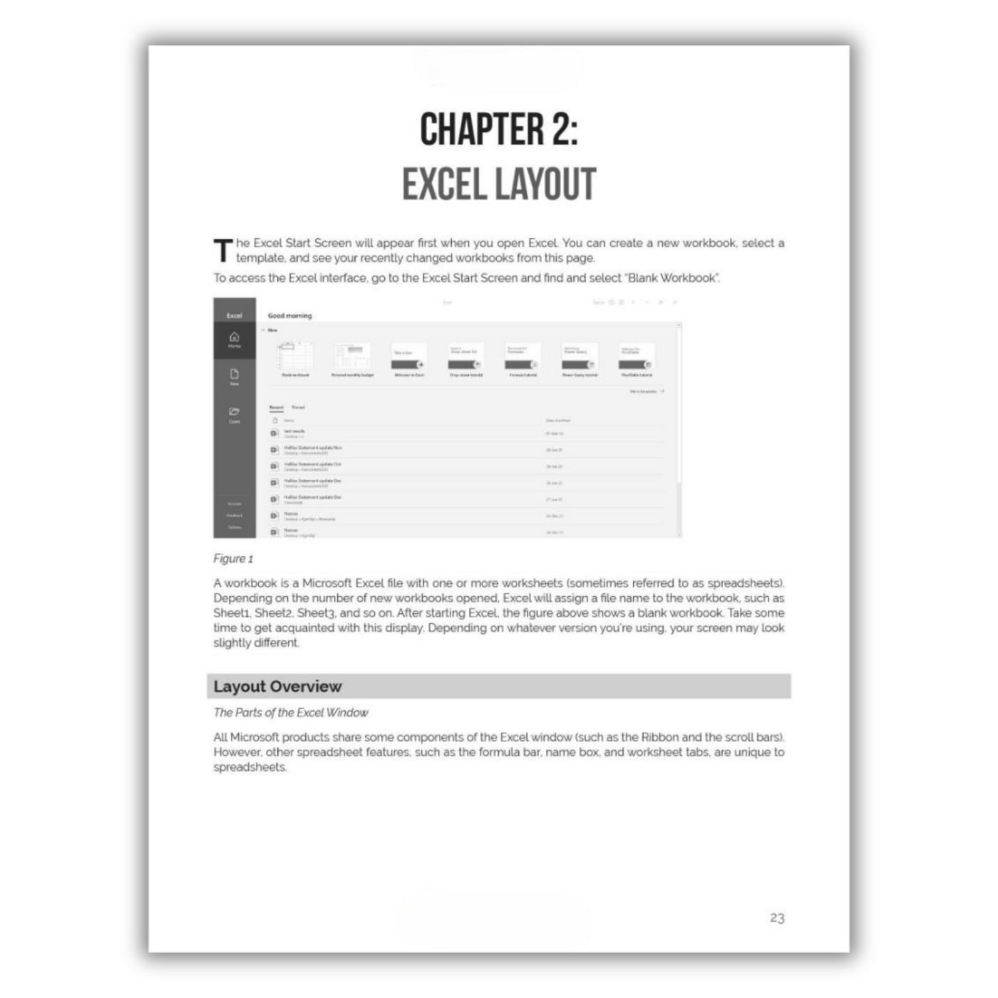 Chapter 2: Excel Layout