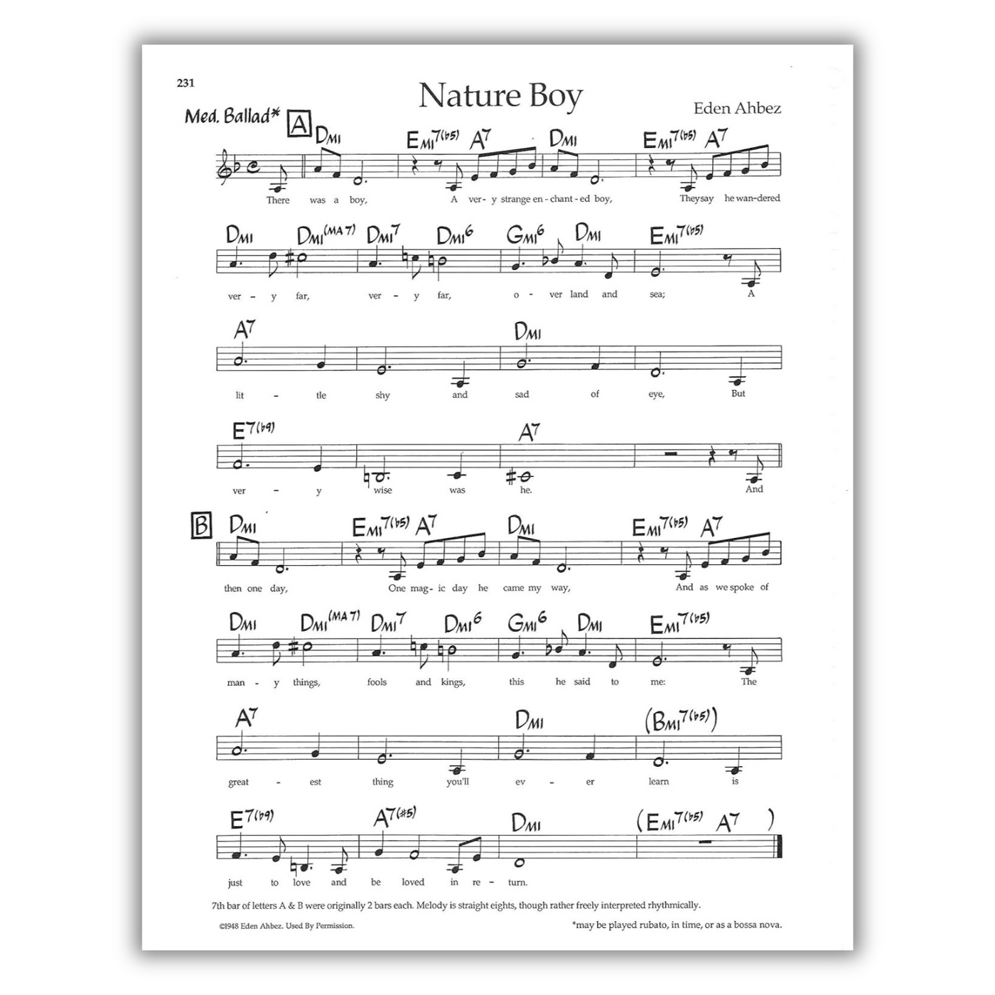 music composition of Nature Boy by Eden Ahbez