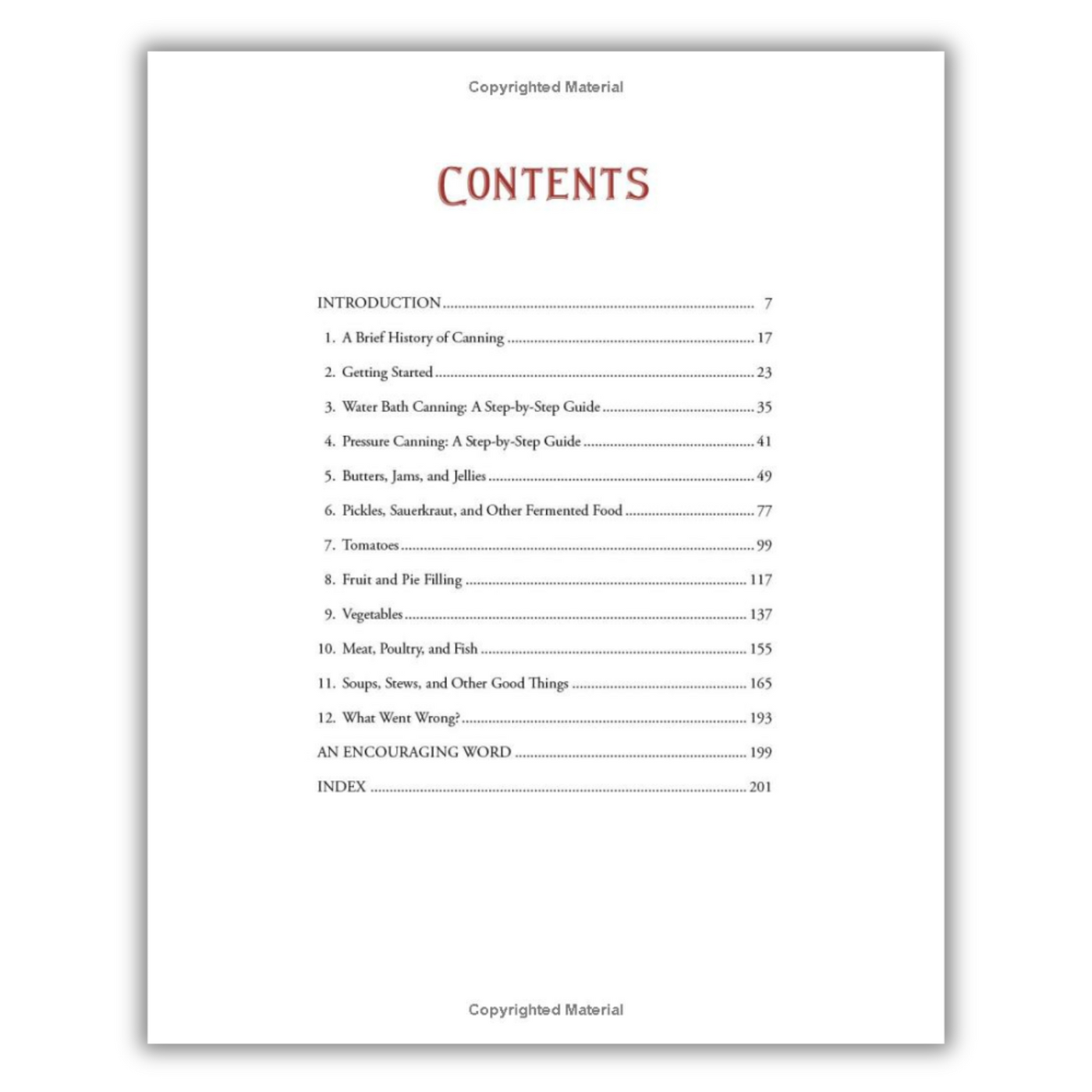 table of contents for The Homestead Canning Cookbook: Simple, Safe Instructions from a Certified Master Food Preserver
