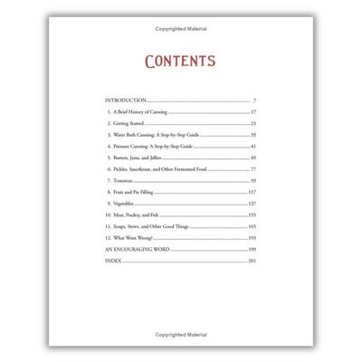 table of contents for The Homestead Canning Cookbook: Simple, Safe Instructions from a Certified Master Food Preserver