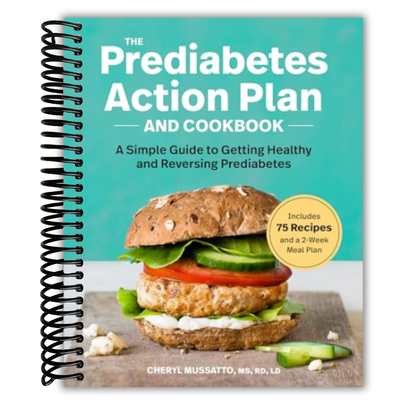 Book titledThe Prediabetes Action Plan and Cookbook with a burger on the cover