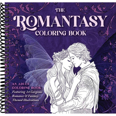 The Romantasy Coloring Book: An Adult Coloring Book Featuring 24 Gorgeous Romance and Fantasy-Themed Illustrations front cover