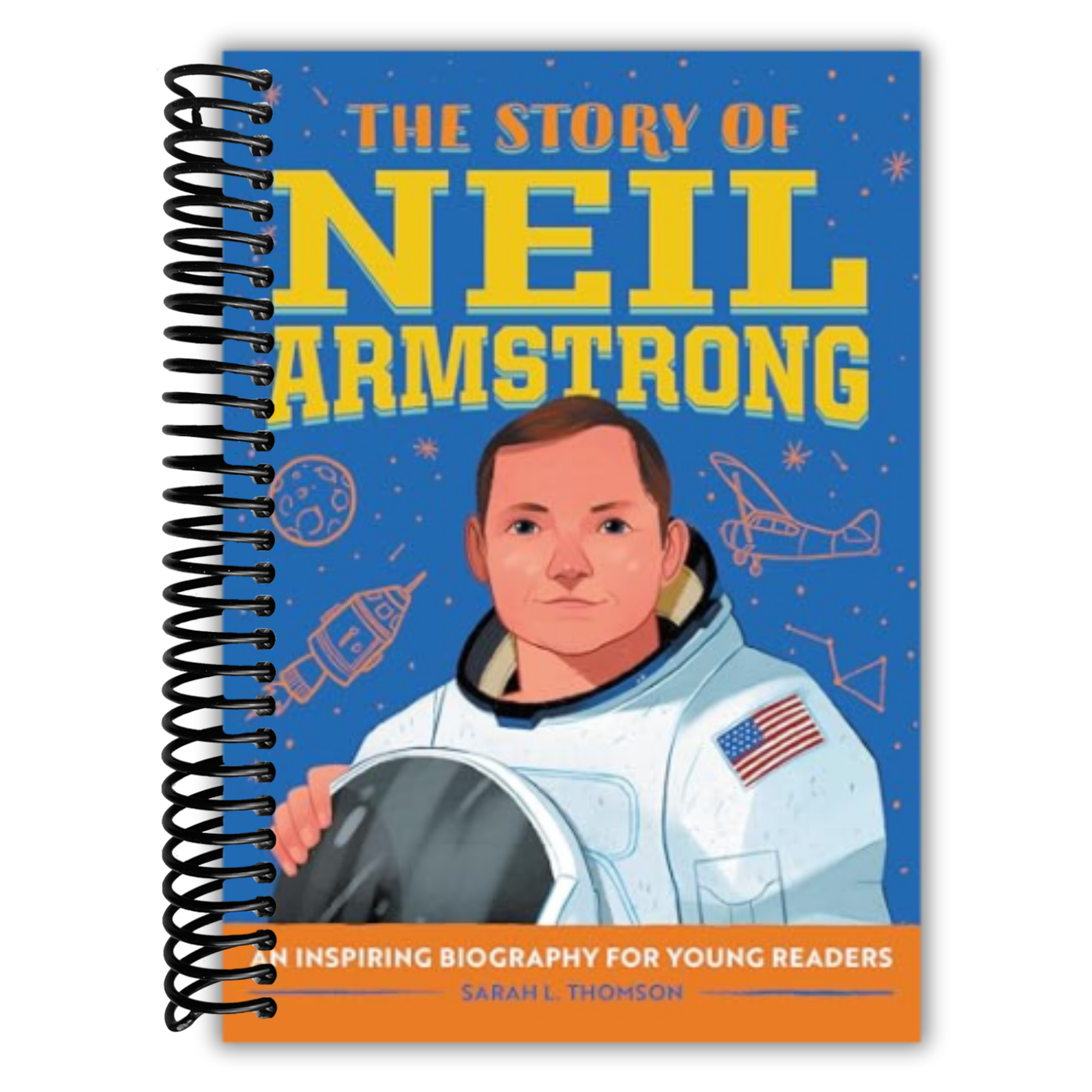Book titledThe Story of Neil Armstrong with an illustration of an astronaut.