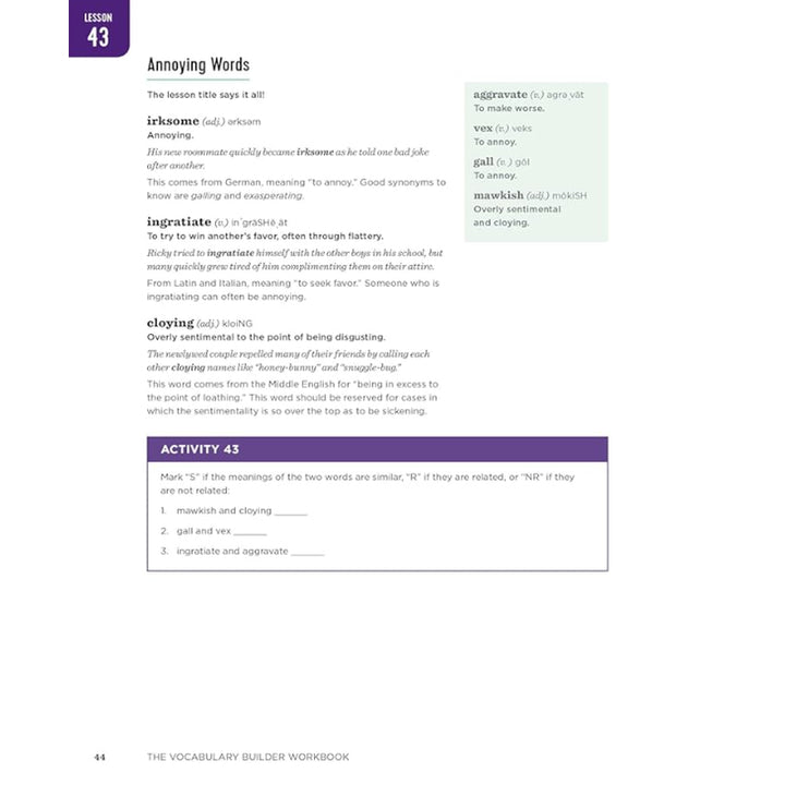 The Vocabulary Builder Workbook (Spiral Bound) – Lay it Flat