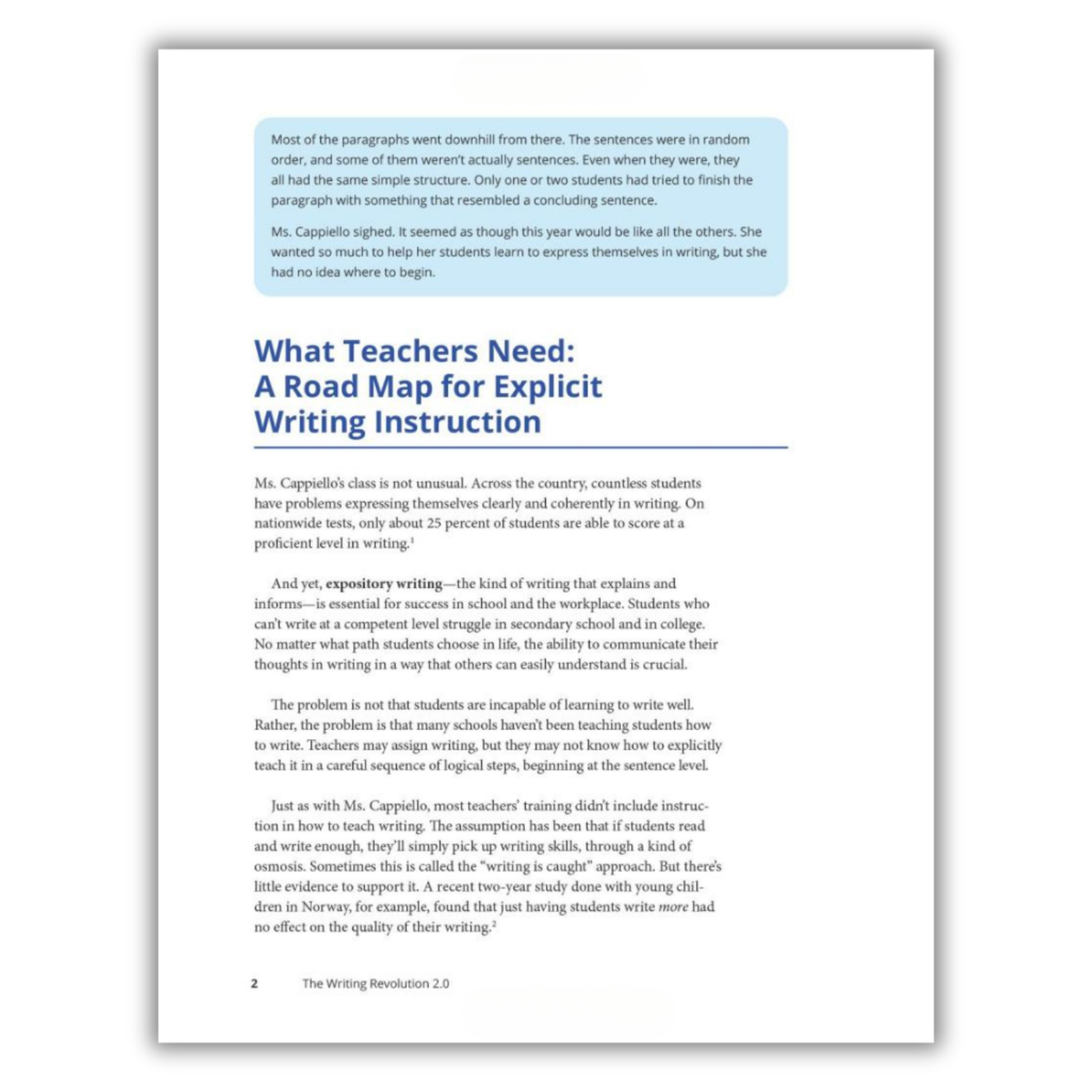 Page 2: What Teachers Need: A Road Map for Explicit Writing Instruction