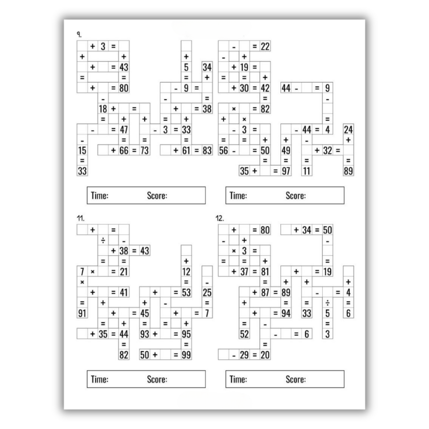 inside image of Timed Tests: Addition and Subtraction Math Drills