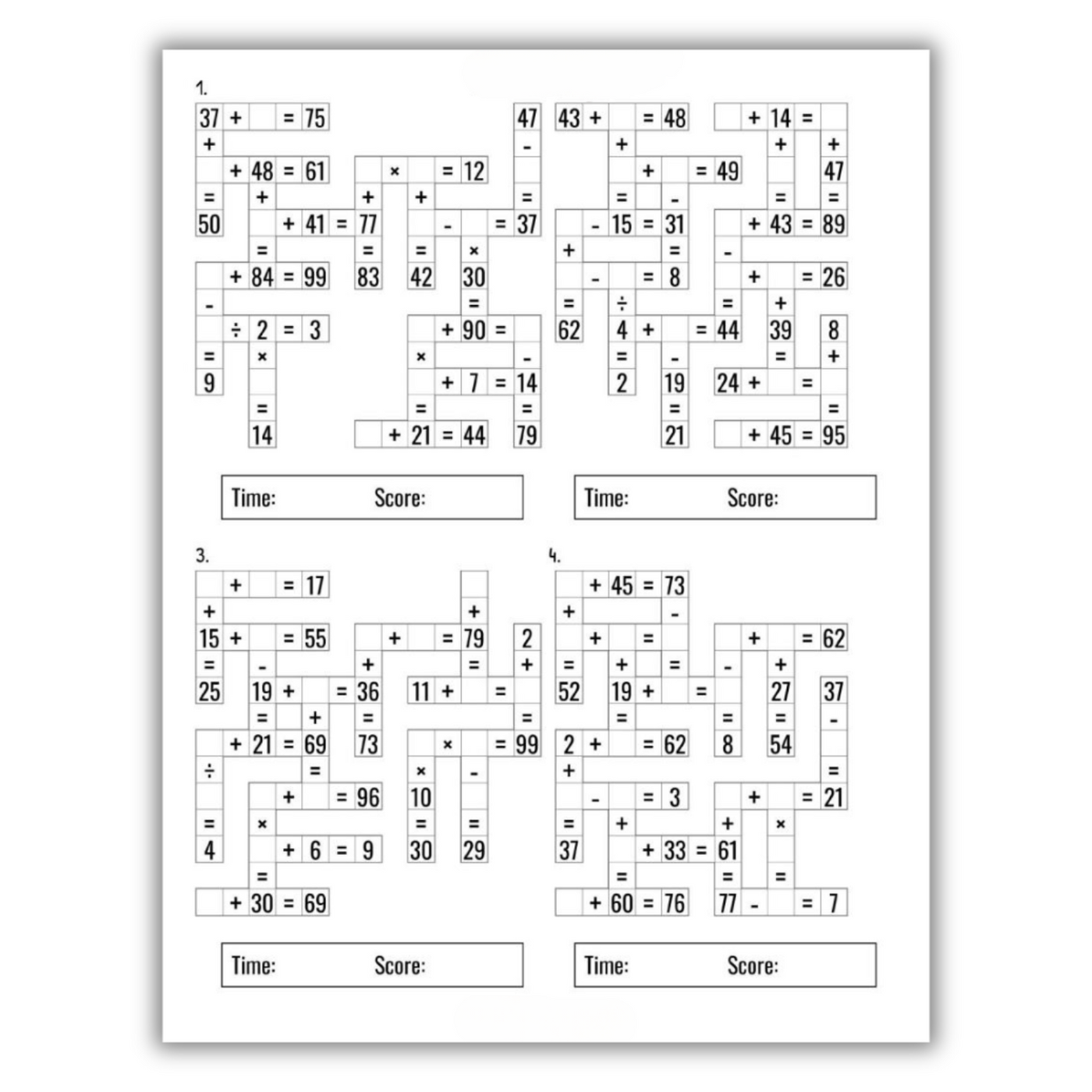 inside image of Timed Tests: Addition and Subtraction Math Drills